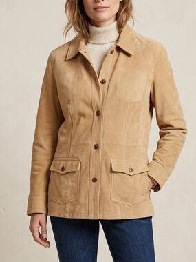 Women’s Suede Button-Front Jacket - Tan